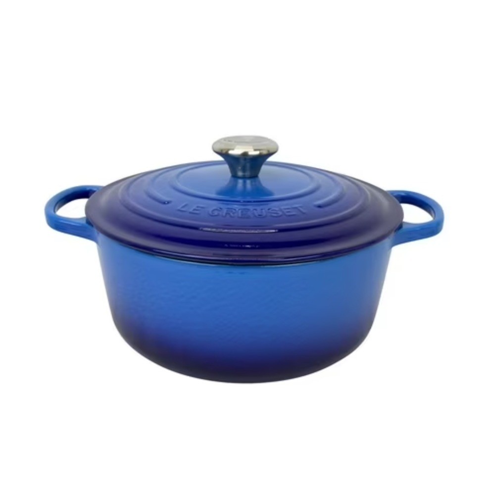 Le Creuset Signature Round Dutch Oven 5.5 Qt Azure Blue Enameled Cast Iron 26cm