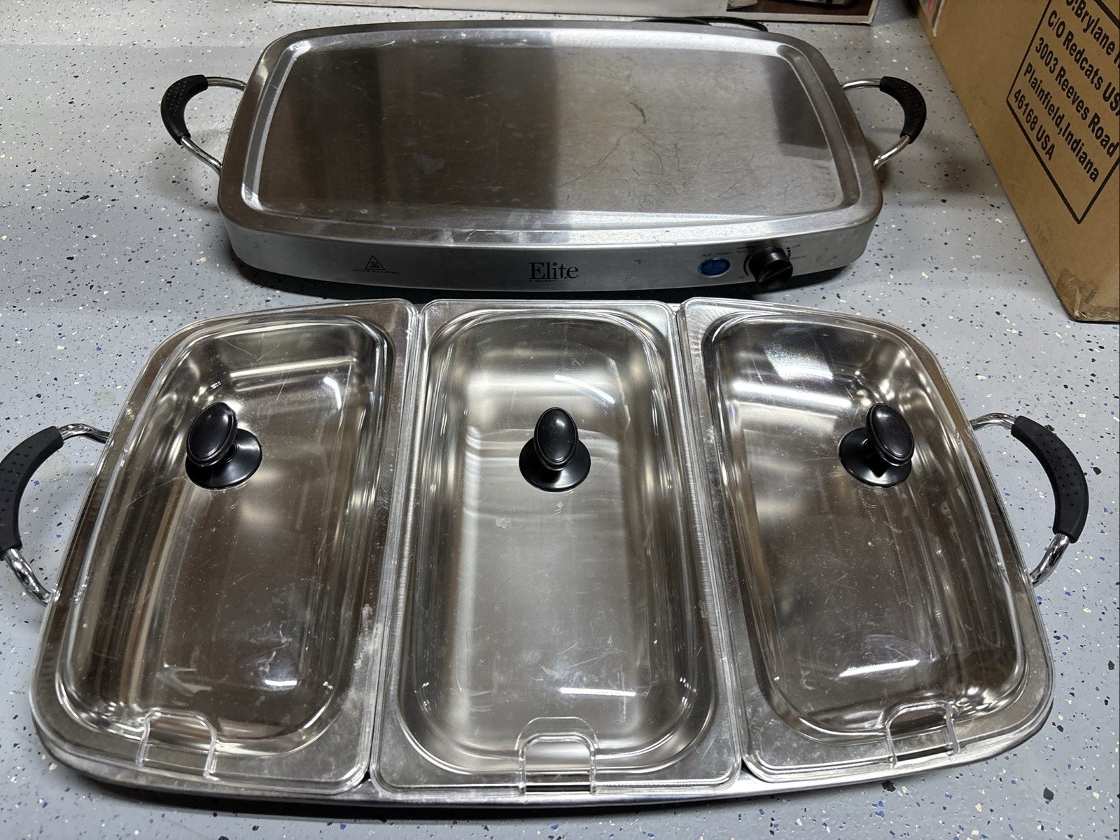 Elite Platinum EWM-9933 Triple 3×2.5 Quart Trays Buffet Server 7.5 Qt
