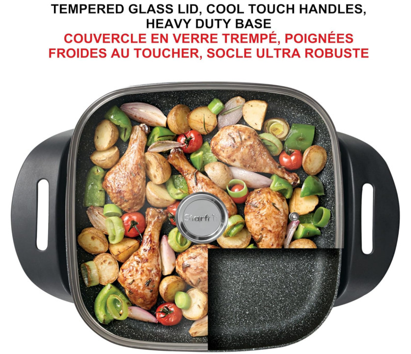 The Rock Electric Skillet – 12″ x 12″ – Rock.Tec Non-Stick Cooking Surface