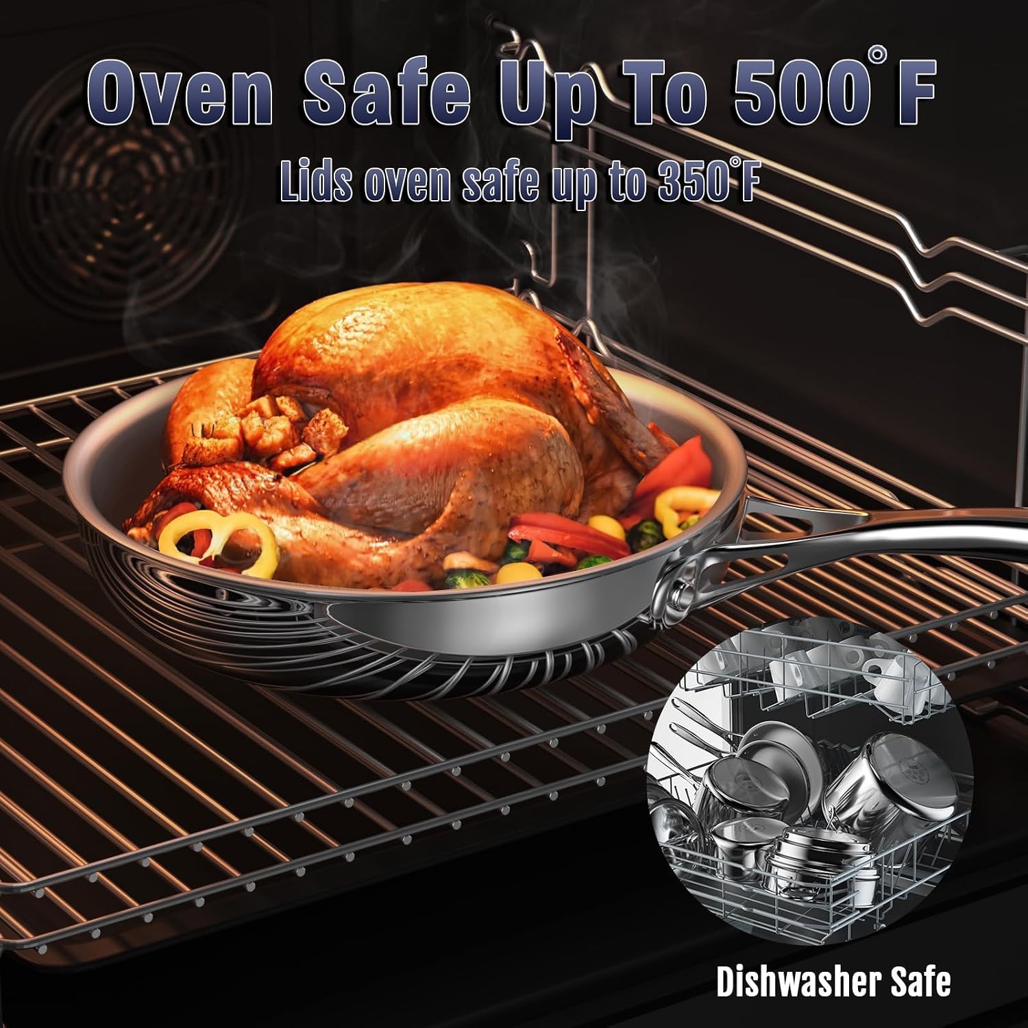 Multi-Ply Clad 12 Inch Stainless Steel Wok Pan, Stir Fry Pan with Glass Lid, …