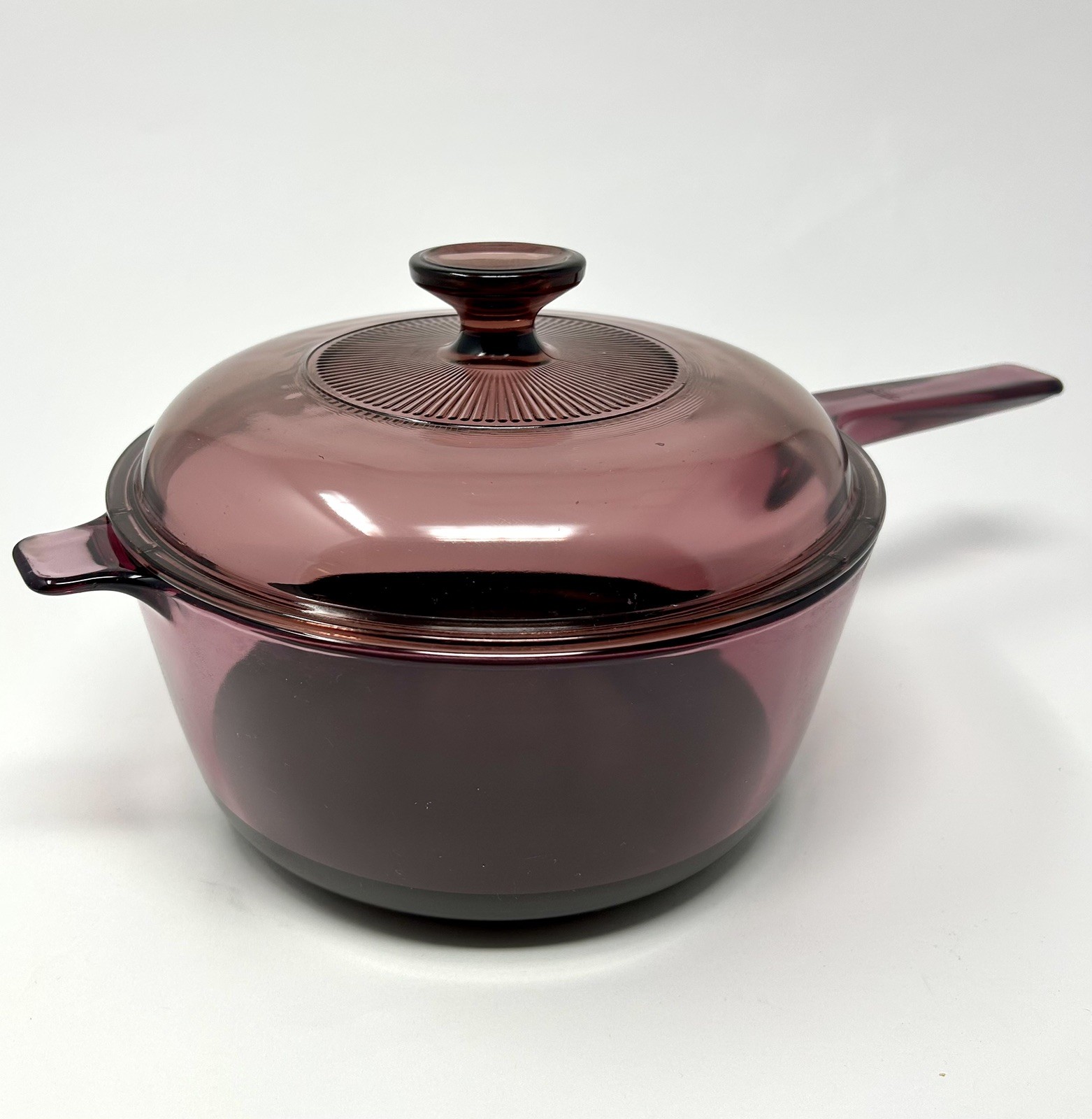 Pyrex Corning Visions 2.5L Teflon Sauce Pan Pot Cranberry Purple w Lid Vintage
