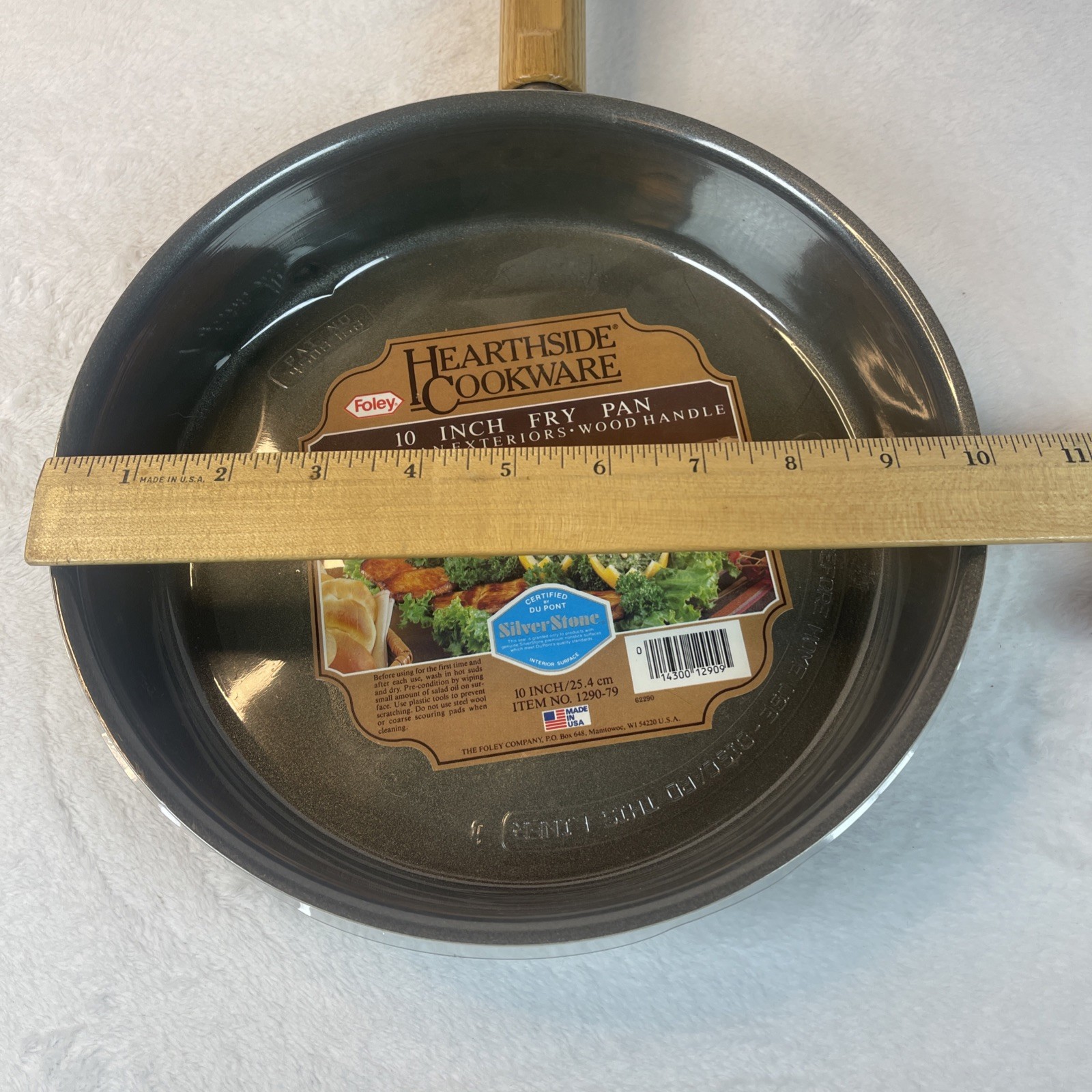 Vintage Foley Hearthside Cookware 10” Fry Pan SilverStone Nonstick Wood Handle