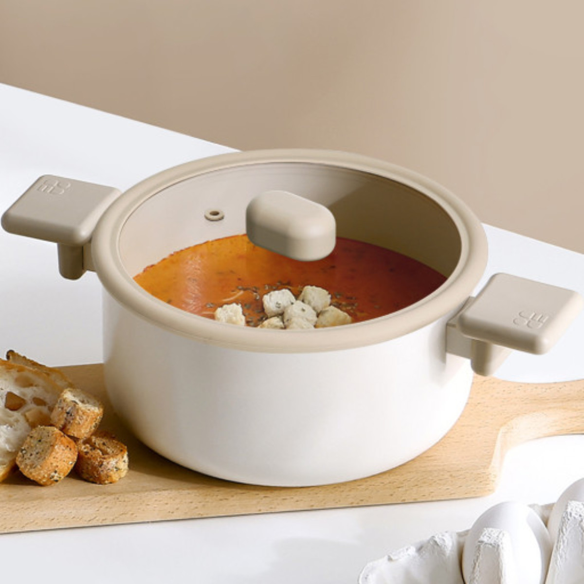 Chou Chou Kitchen Nonstick 1.7QT Stock Pot with Lid, Stew Soup Noodle Casserole