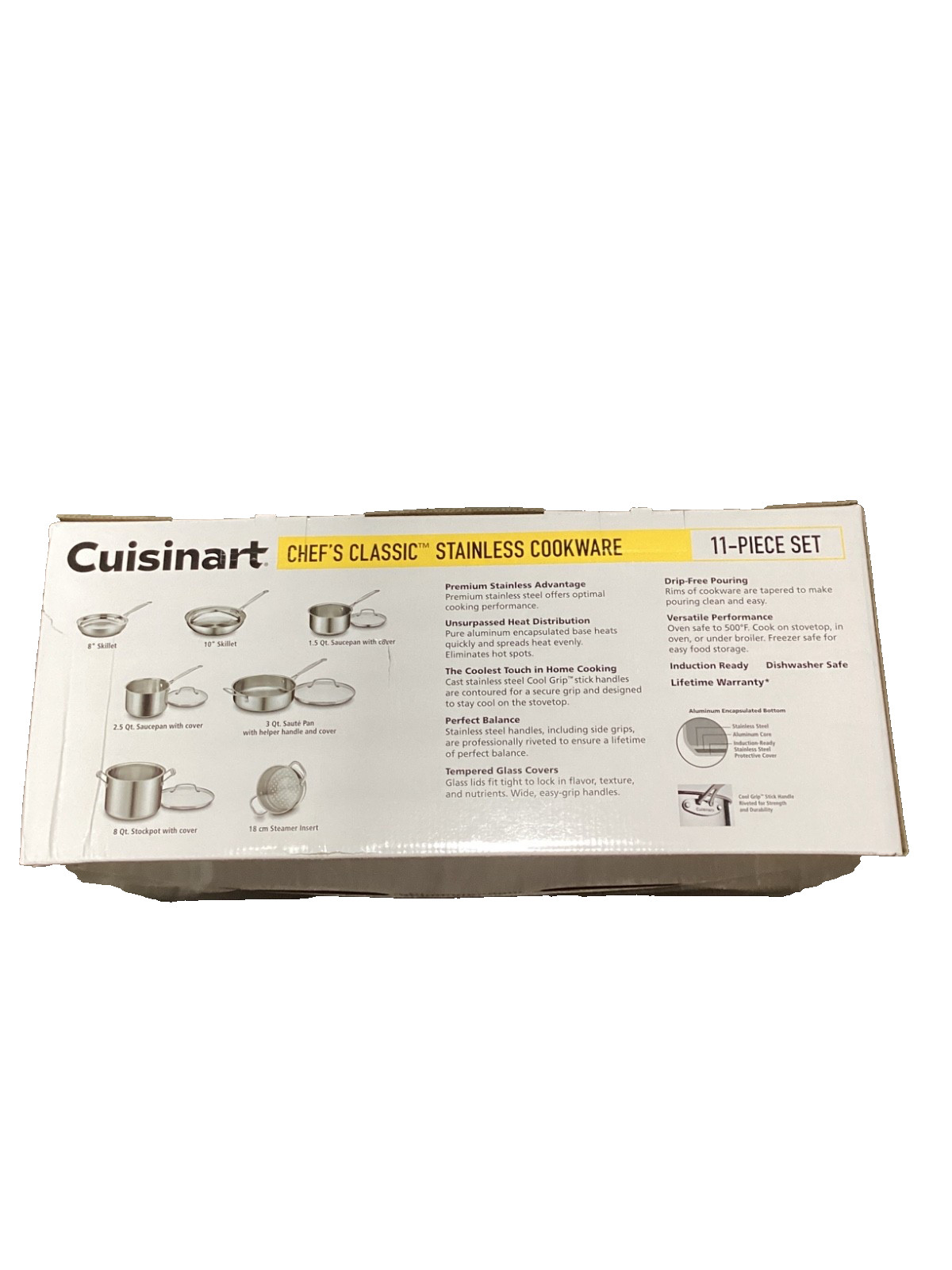 Cuisinart CHEFS CLASSIC Stainless Cookware- 11 pc set FREE SHIPPING!