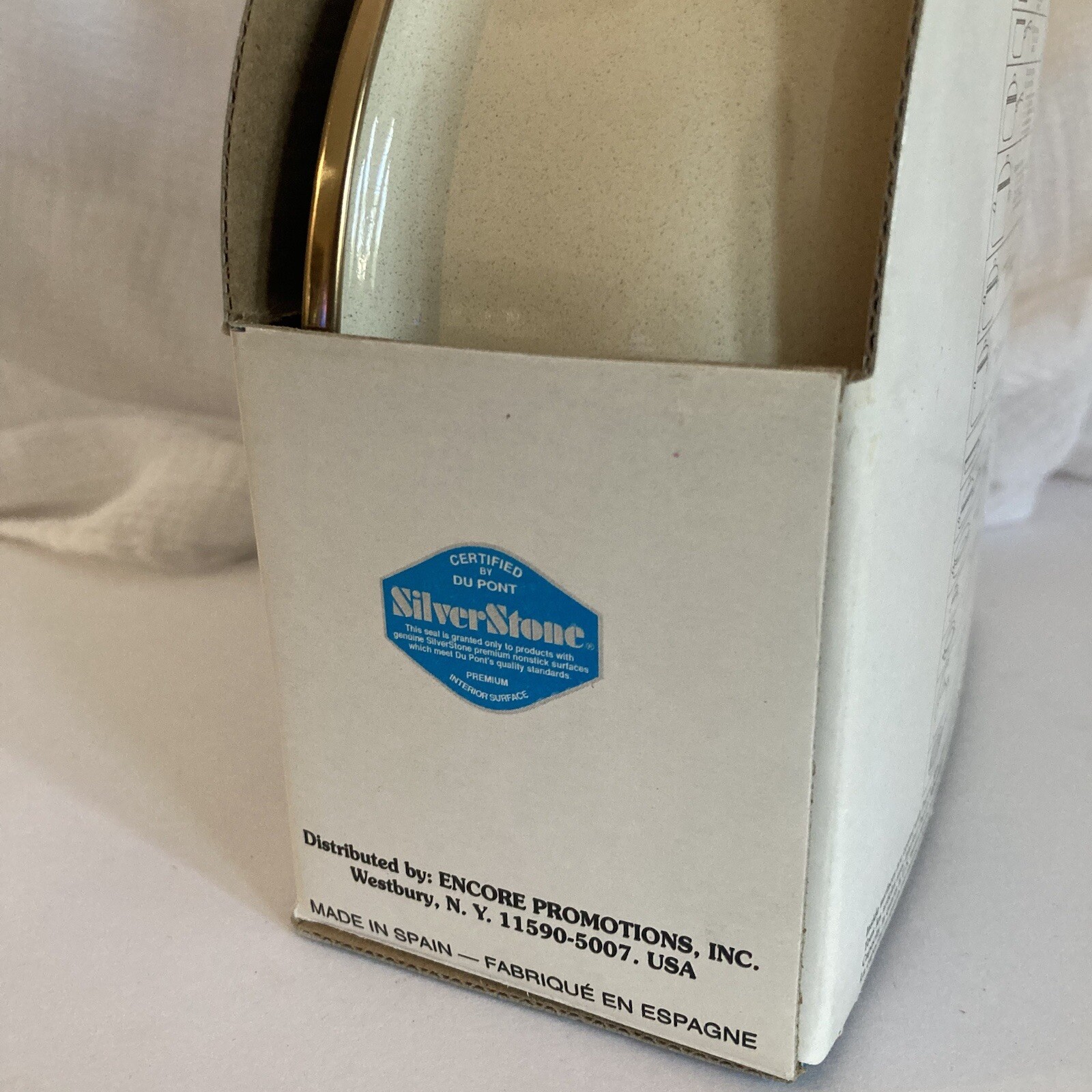 Mediterranean Gold 1 Qt Saucepan | Granite White Gold Rim | Silverstone Pot NEW