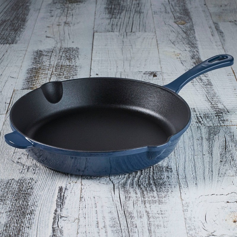 Chef’s Classic 10″ Enameled Cast Iron Skillet CI22-24BG – Blue: Dishwasher &
