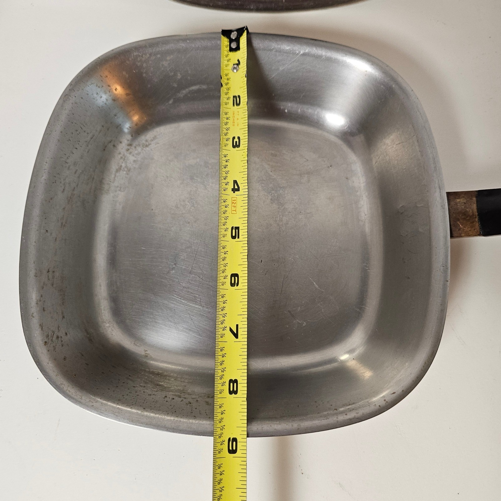 MCM Bridgeport Brass Co Square Skillet 9 Inch Stainless No 8500 with Lid Retro