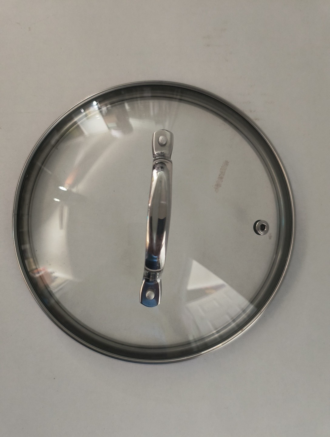 Clear Glass Pot Lid for Frying Pan 7 Inch one Hole Bright Silver