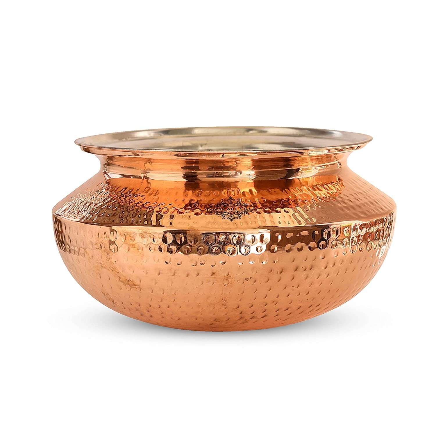 Copper Hammered Finish Cookware Handi with Tin Lining Inside Capacity 4750ML