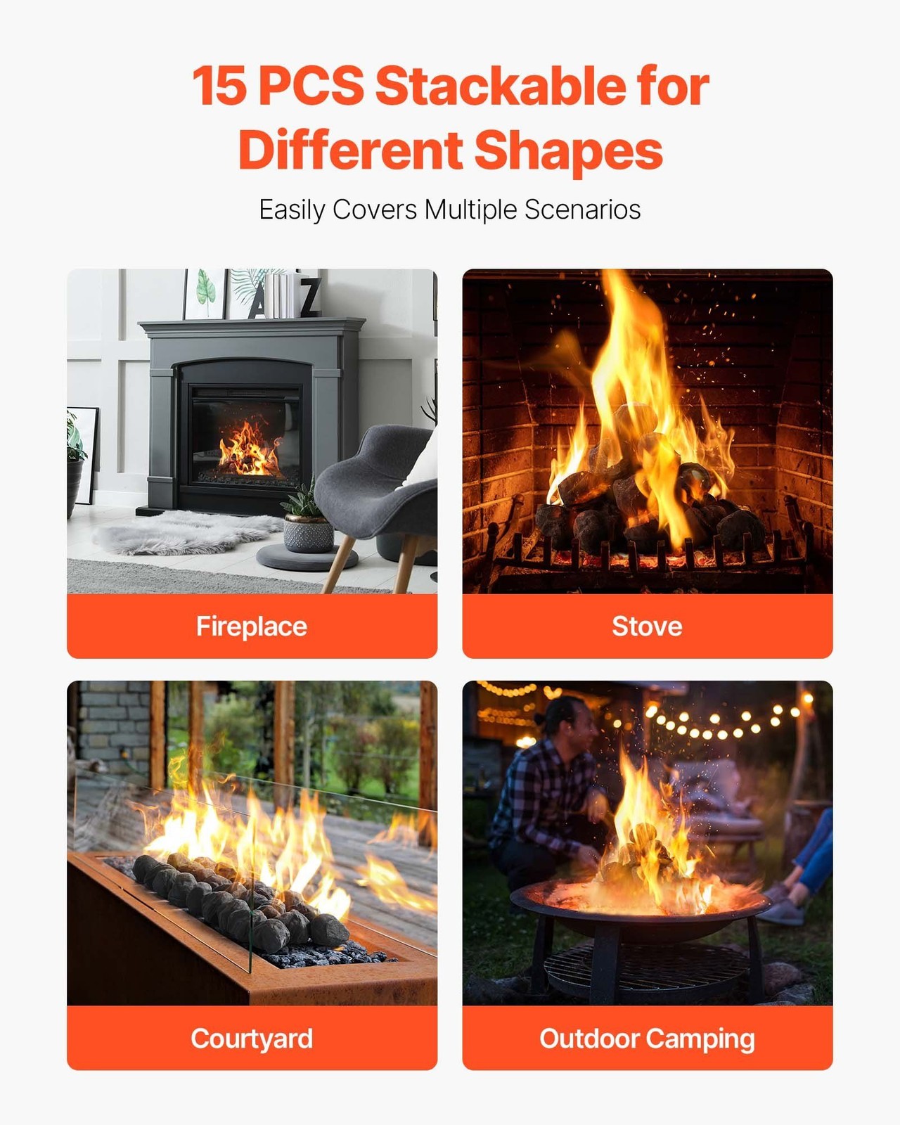25pcs 1.2-2.0in Premium Ceramic Fireballs 800°C Smokeless Burn
