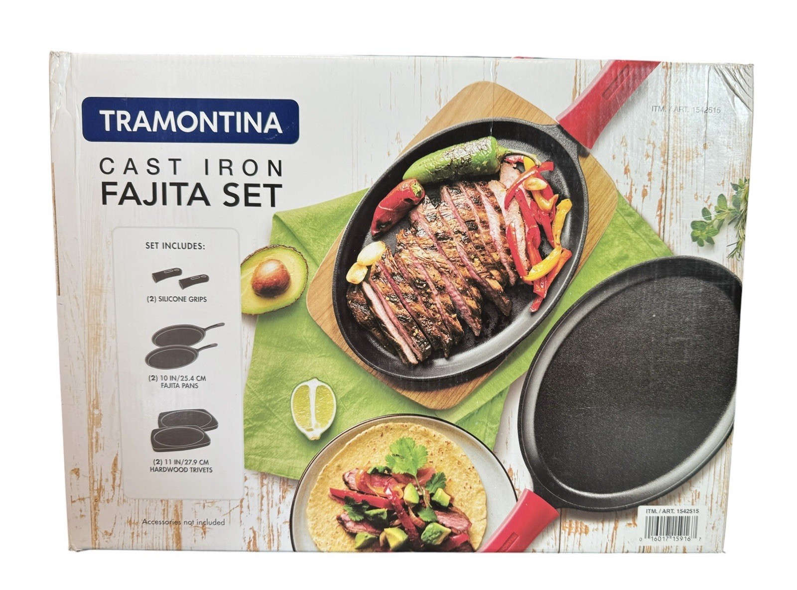 Tramontina Cast Iron Fajita Set. New In Box!