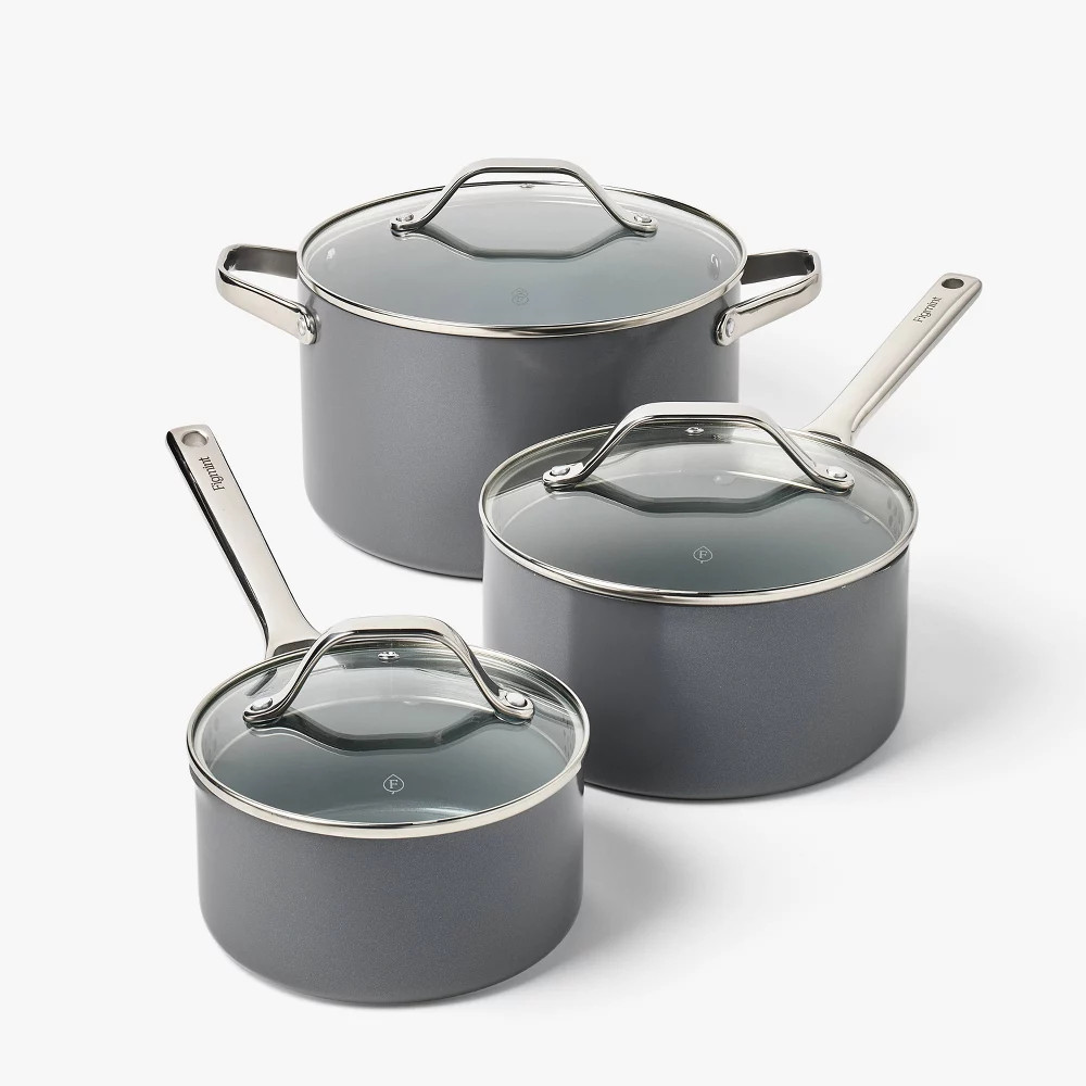 16pc Nonstick Ceramic Coated Aluminum Cookware Set Dark Gray – Figmint