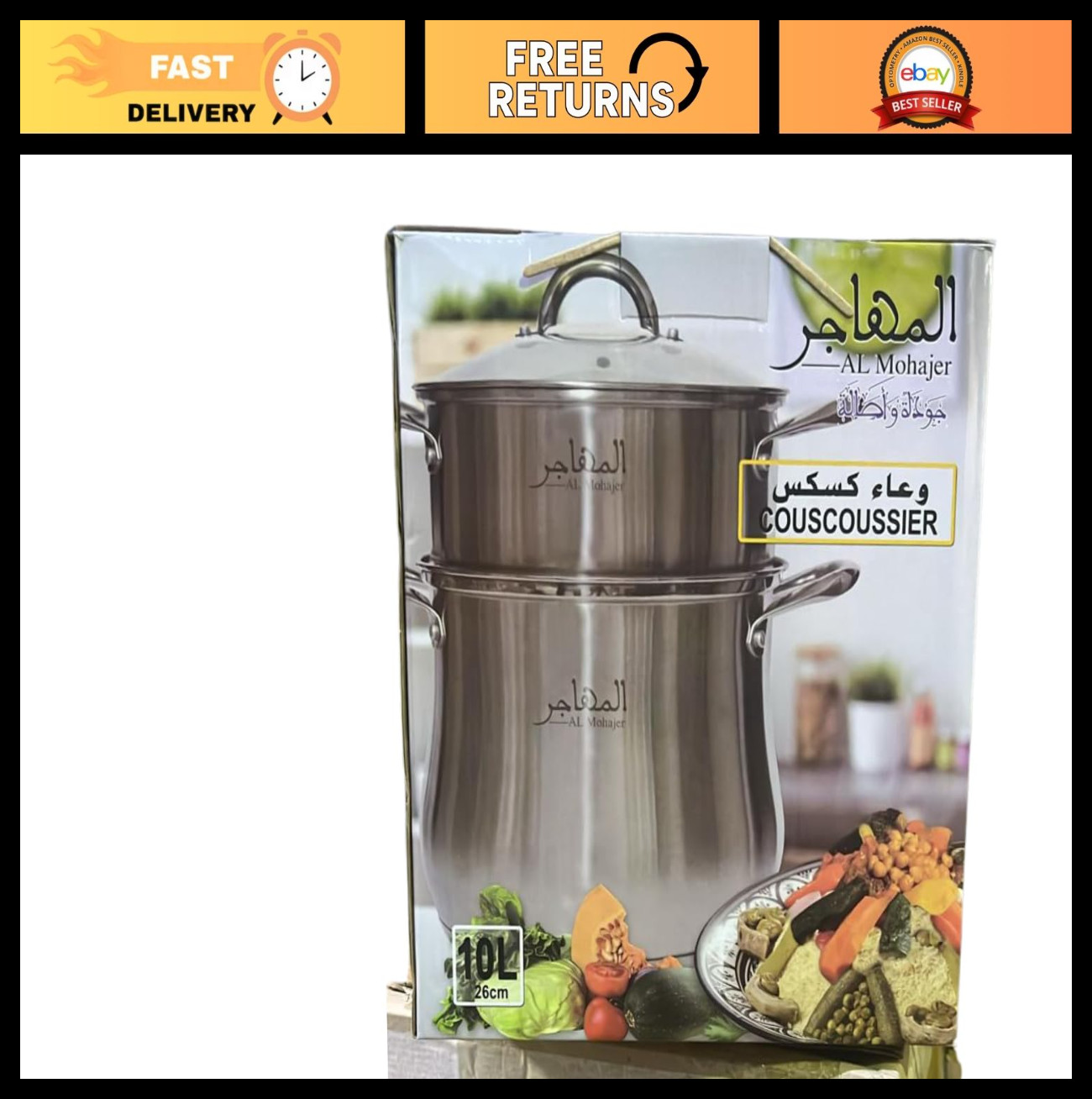 Stainless Steel Couscous Pot & Steamer Set – 10L Moroccan & Mediterranean Cooker