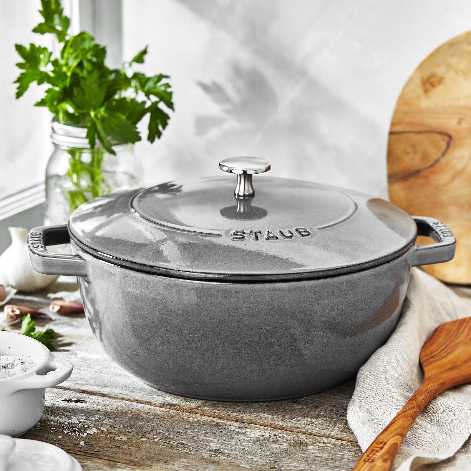 Staub 5 Qt Dutch French Oven Graphite Grey Enameled Cast Iron Free Shipping