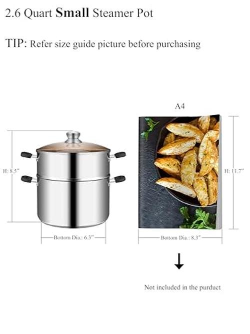 7.1 Inch Small Vegetable Steamer for Cooking, Stainless Steel 2.6 QT/7.1 Inch