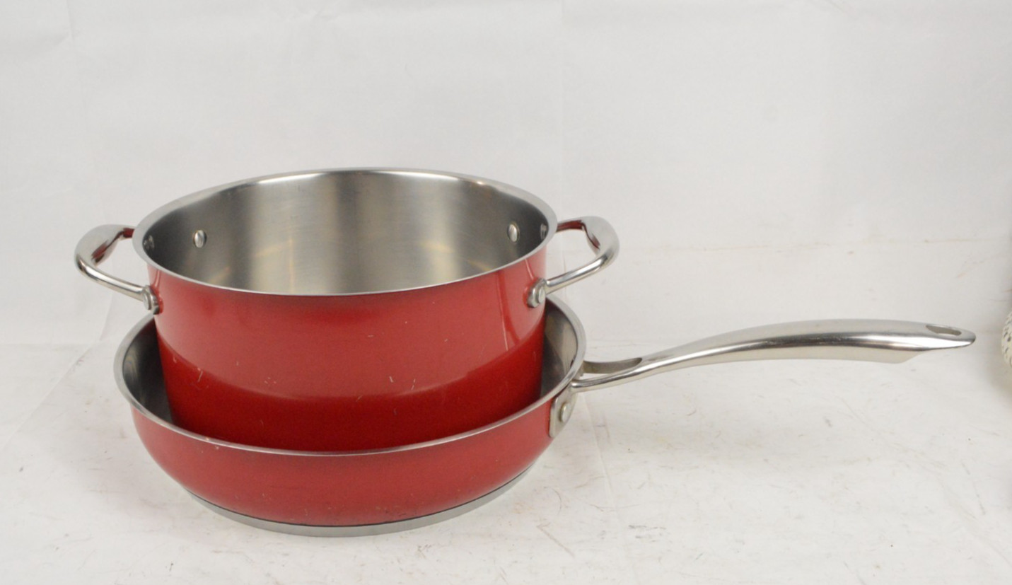 KitchenAid Red Stainless Steel Cookware 6 Qt Stock Pot 3.5 Qt Saucepan WQ534