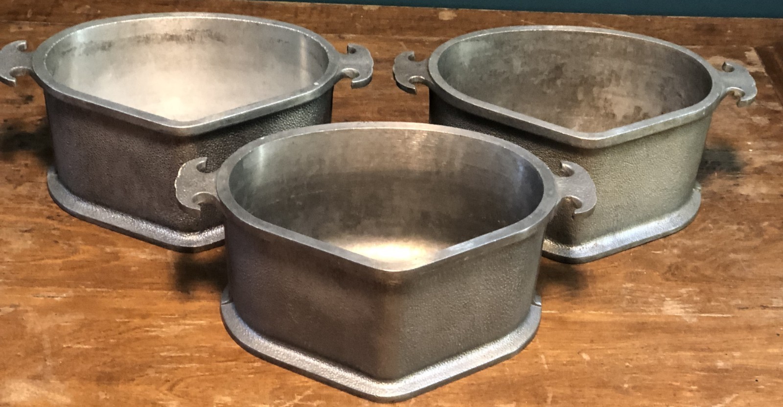 3 Piece Vintage Guardian Service Aluminum Triangle Heart Shaped Cook Serve Set