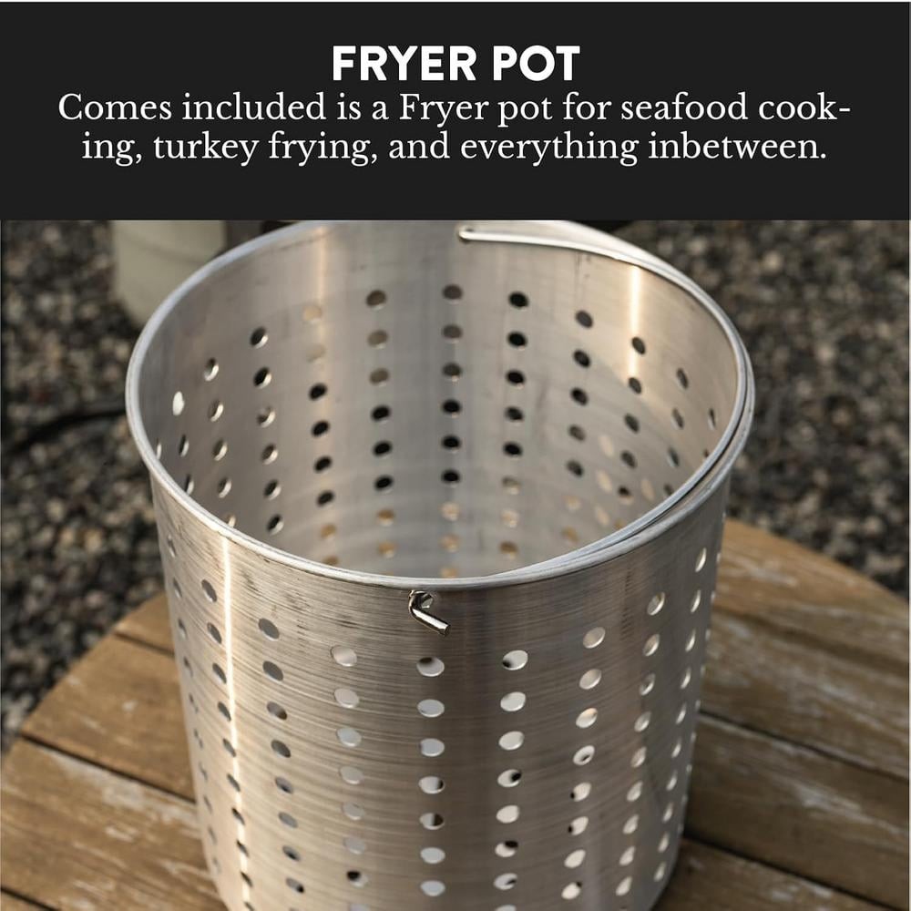 30 Qt Aluminum Stock Pot with Strainer & Lid, Large Boiling Seafood Pot