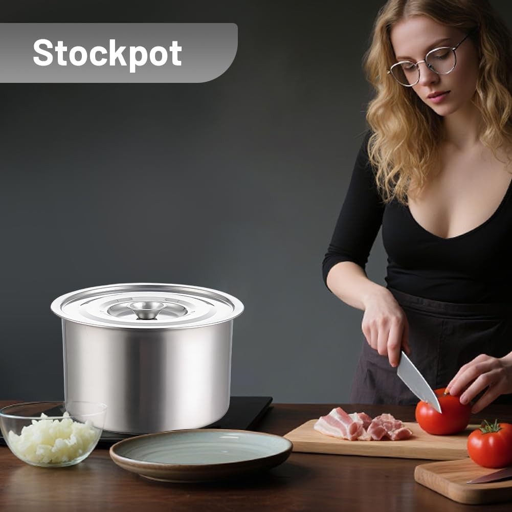 Stock Pot with Lid, Stainless Steel Heavy Duty Induction Cooking Pot