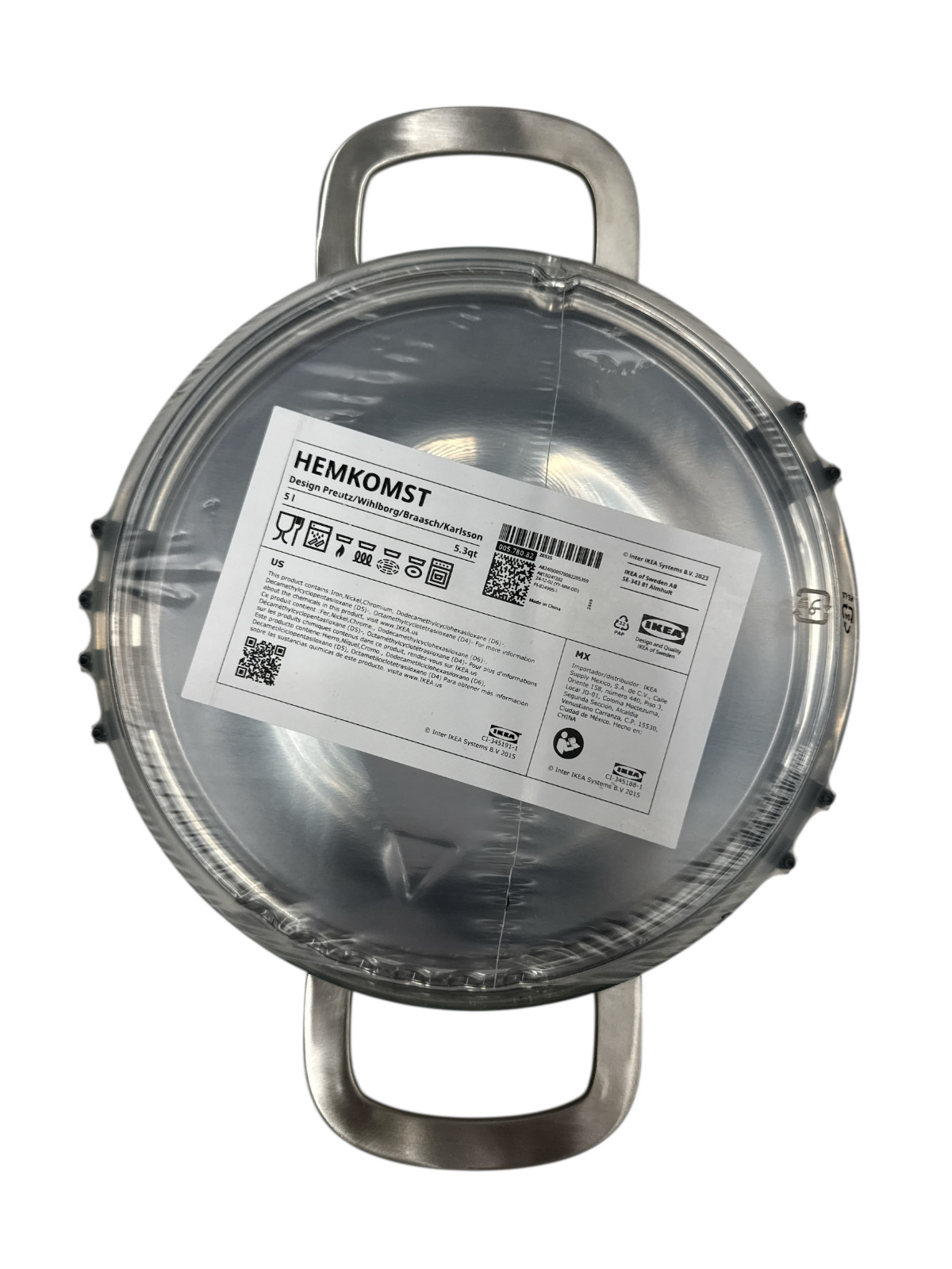 New IKEA HEMKOMST Stainless Pot With Lid 5 L (5.3 qt) 005.780.82