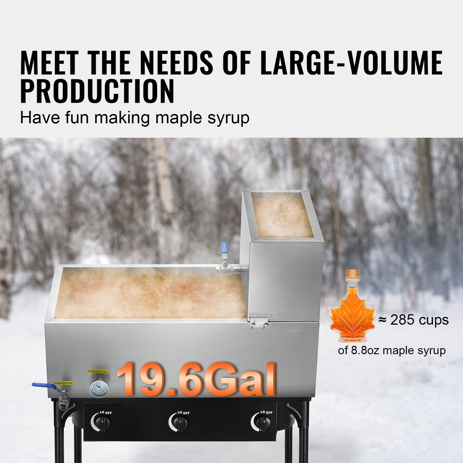 Uimoso Stainless Steel Maple Syrup Evaporator Pan with Valves and Thermometer