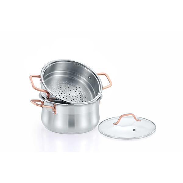 CONCORD Premium Stainless Steel Tier Steamer w/Rose Gold Handles 22cm
