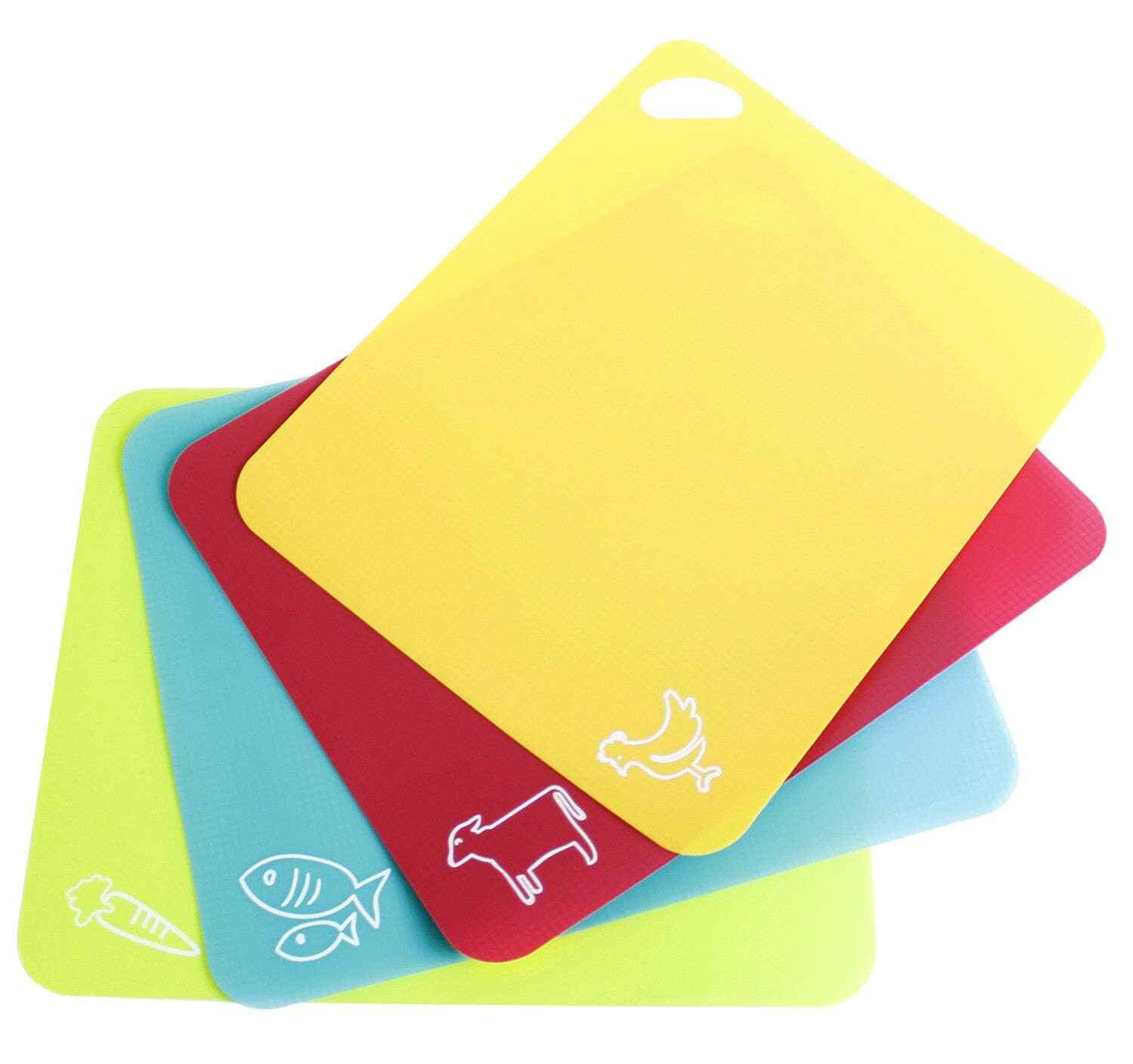 Flexible Cutting Mats 4 Piece with Non-Slip Grip in Multicolor