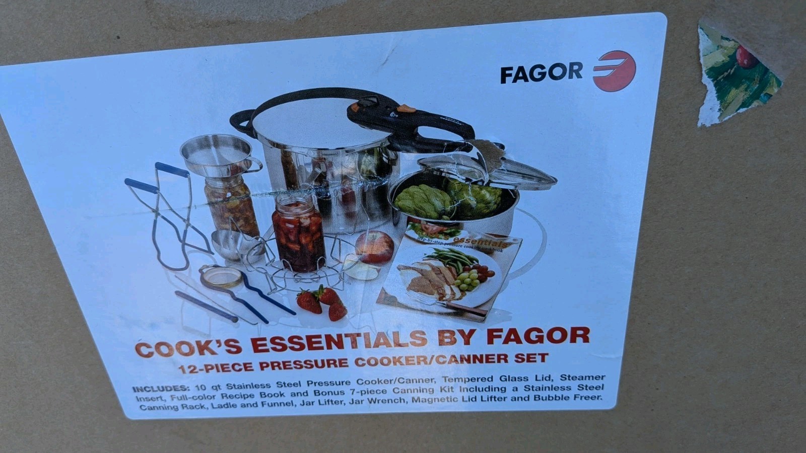 Rare NEW Fagor Cook’s Essentials 10 Qt Stainless Pressure Cooker Canner 12- Set