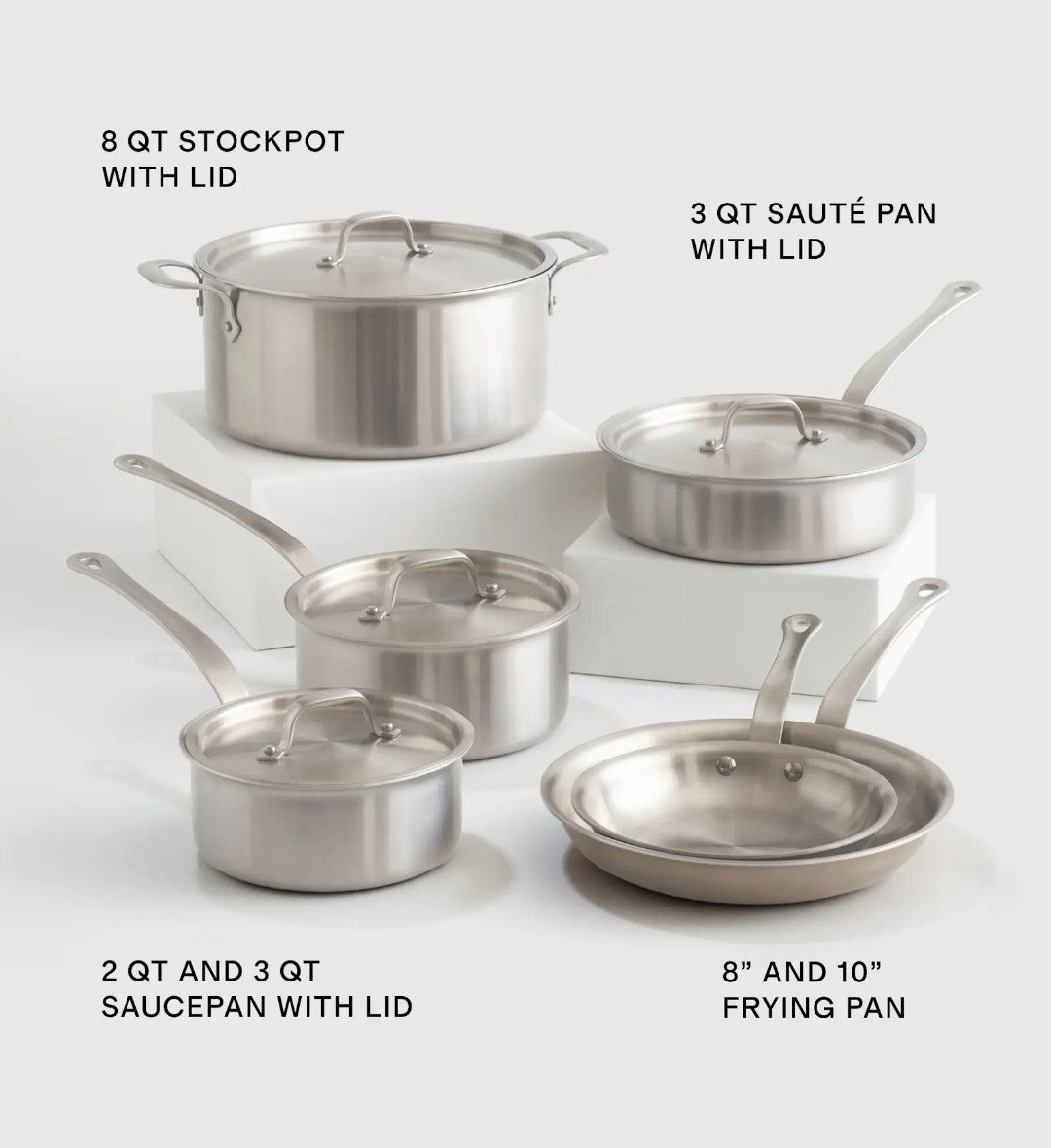 NWOT! Quince 5ply Stainless Steel Non-Toxic 10 Piece Cookware Set! (SKH)