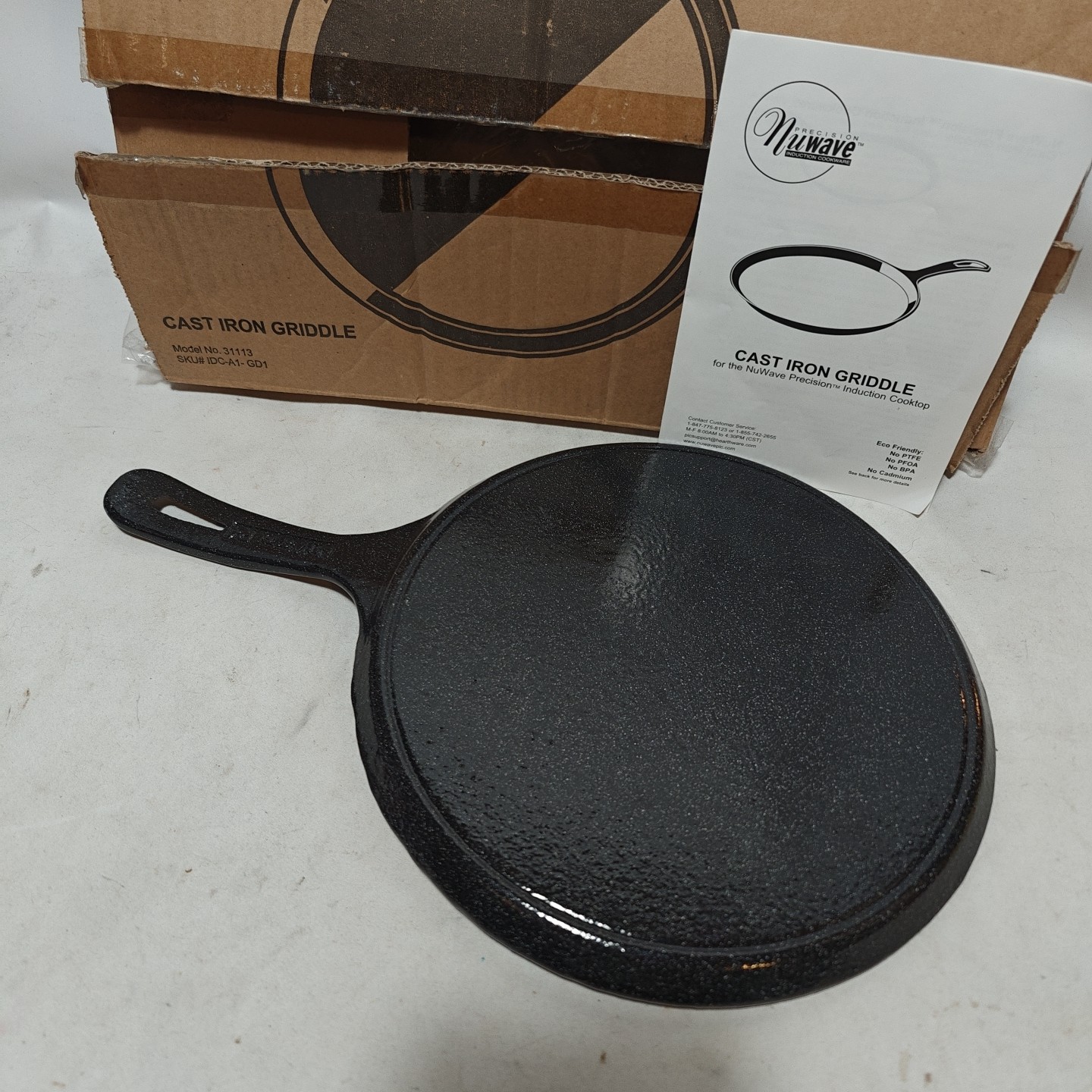 Nuwave 10.5″Speckled Enamel Coated Cast Iron Griddle Pan For Induction Cooktop