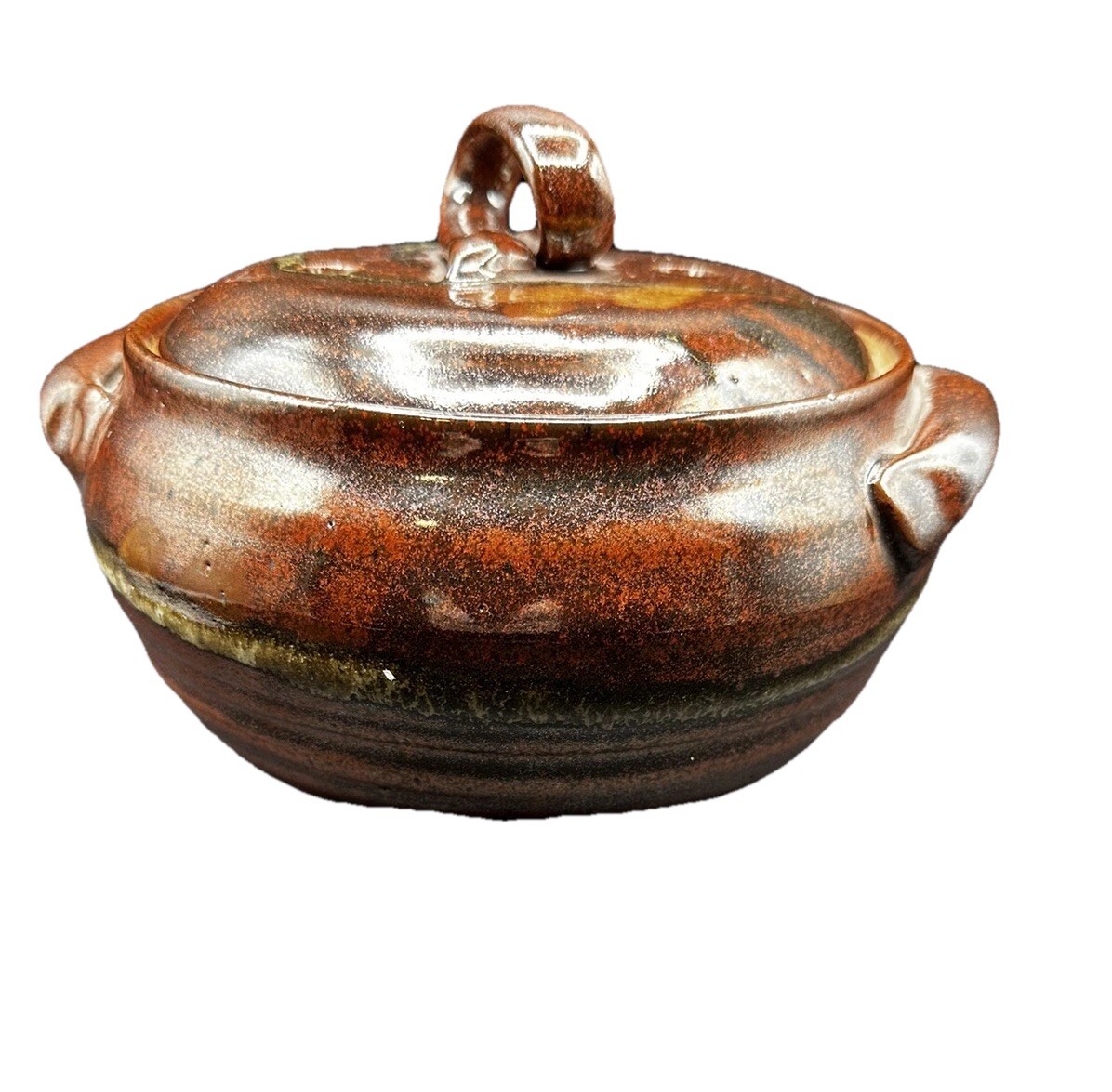 Vintage Pottery Steamer With Lid Asian Vegetables Signed