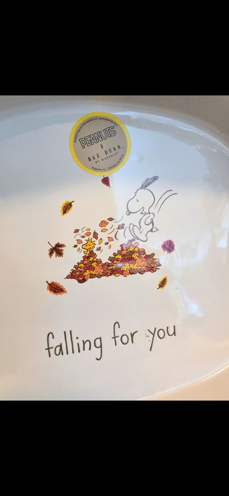 NEW! 2025 Rae Dunn Peanuts Snoopy “FALLING FOR YOU” Pumpkin Shaped Baking Dish