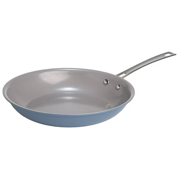 Gaia Fry Pan 11 in Dia Aluminum Dusty Blue Ceramic-Coated Non-Stick Fry Pan, 11″