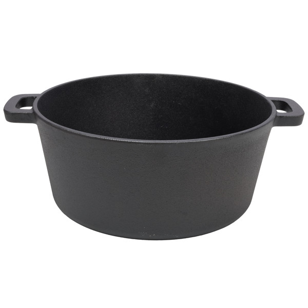 2 in 1 Cast Iron Stock Pot Dual Handles Multi Purpose Braiser with Griddle Lid