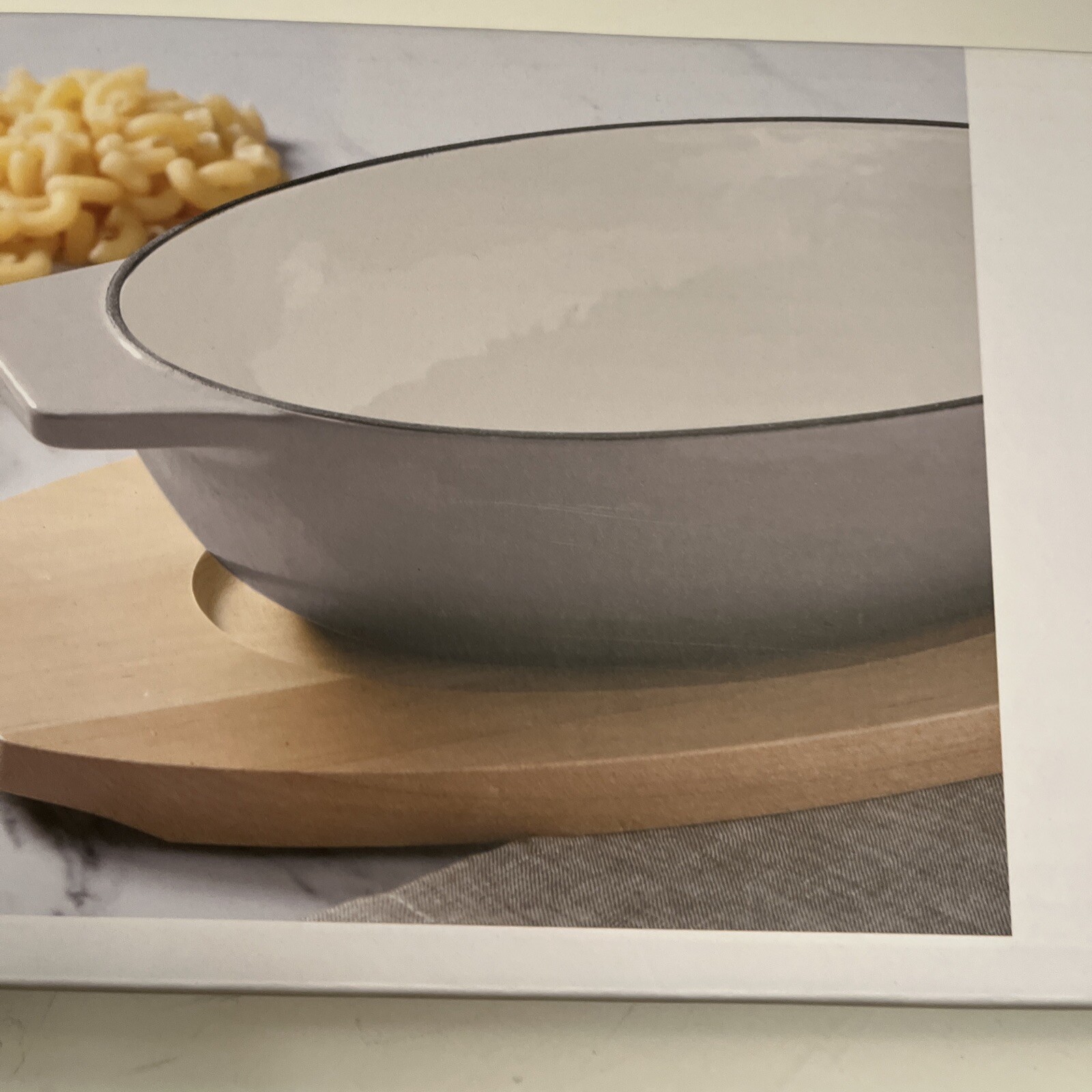 Martha Stewart 2 Piece Cast Iron Oval Au Gratin Casserole Birch Wood Trivet Set