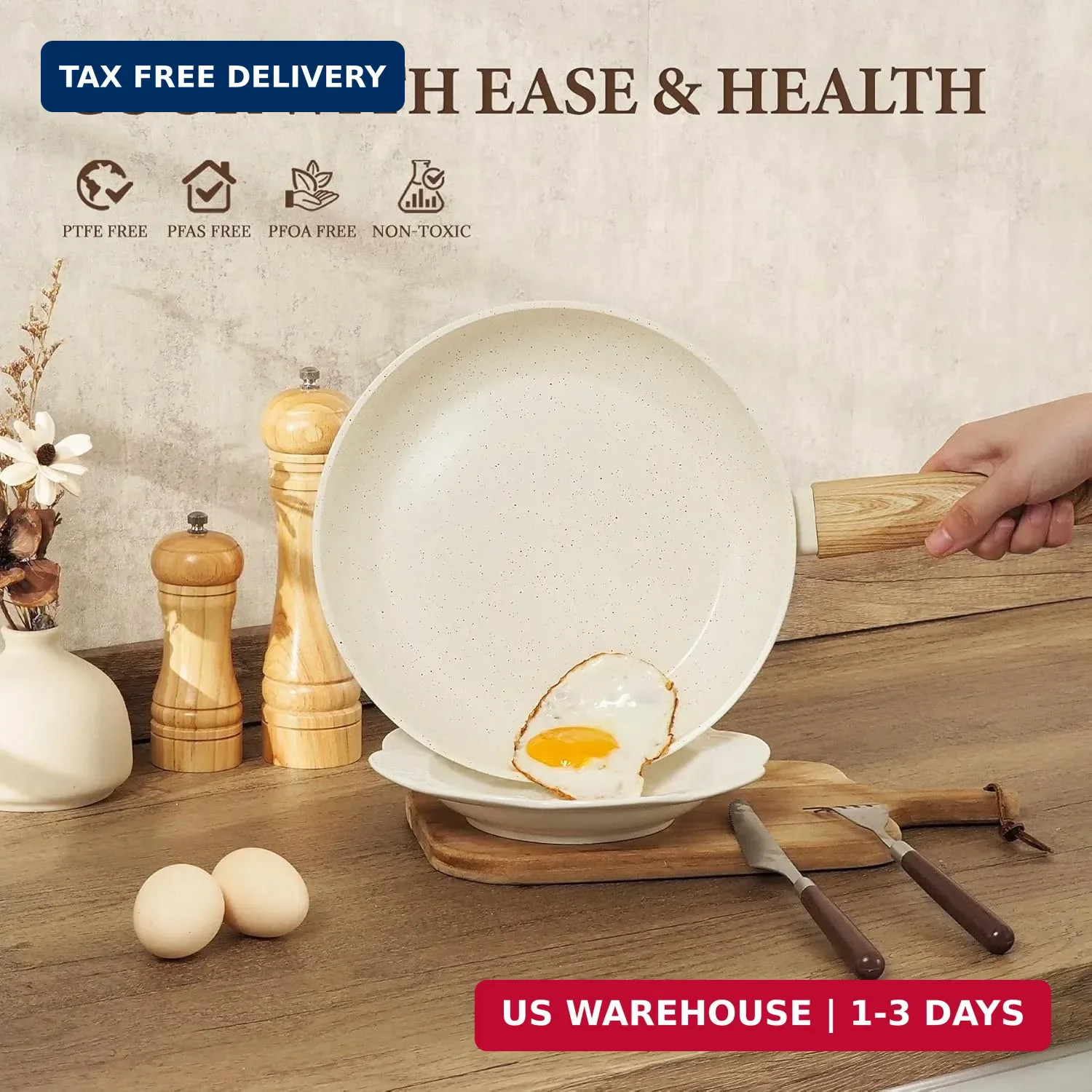 26Pcs Pots and Pans Nonstick Ceramic Cookware Set Nontoxic Kitchen Cooking Set w
