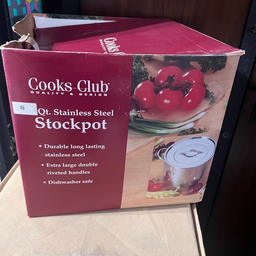 Cooks Club 8 Qt. Covered Stockpot Stainless Steel NEW
