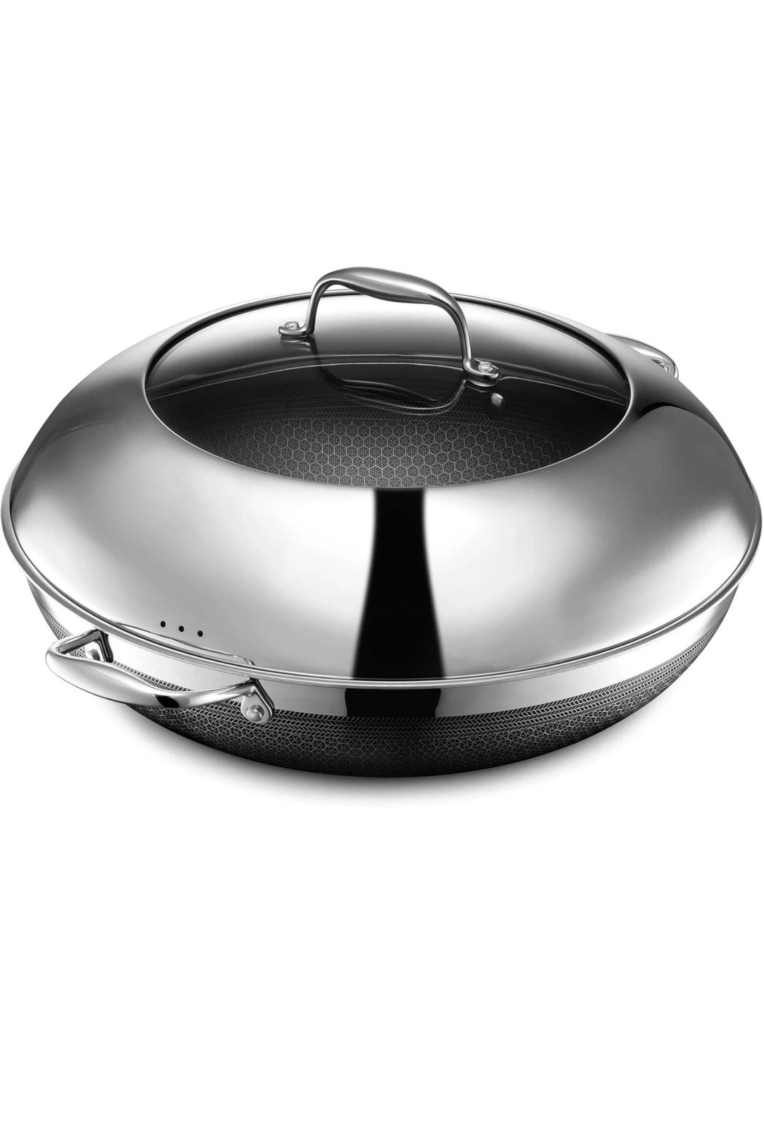 HexClad Hybrid Nonstick 14-Inch Wok with Steel Lid NEW in the Box
