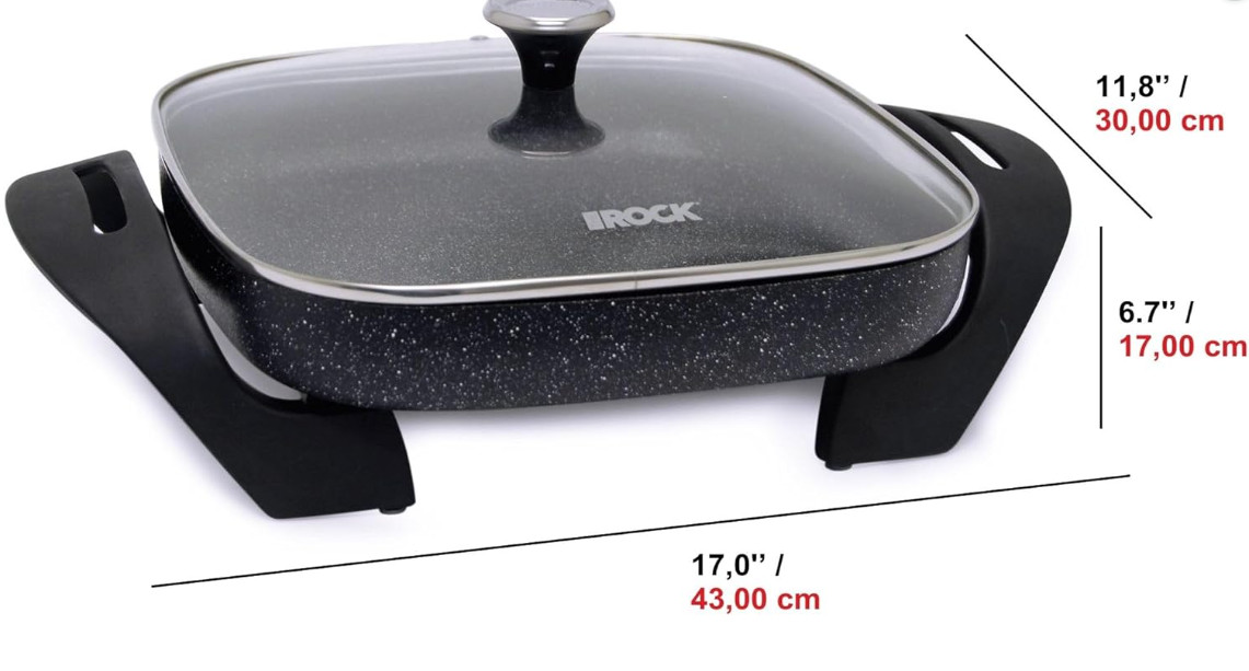 The Rock Electric Skillet – 12″ x 12″ – Rock.Tec Non-Stick Cooking Surface