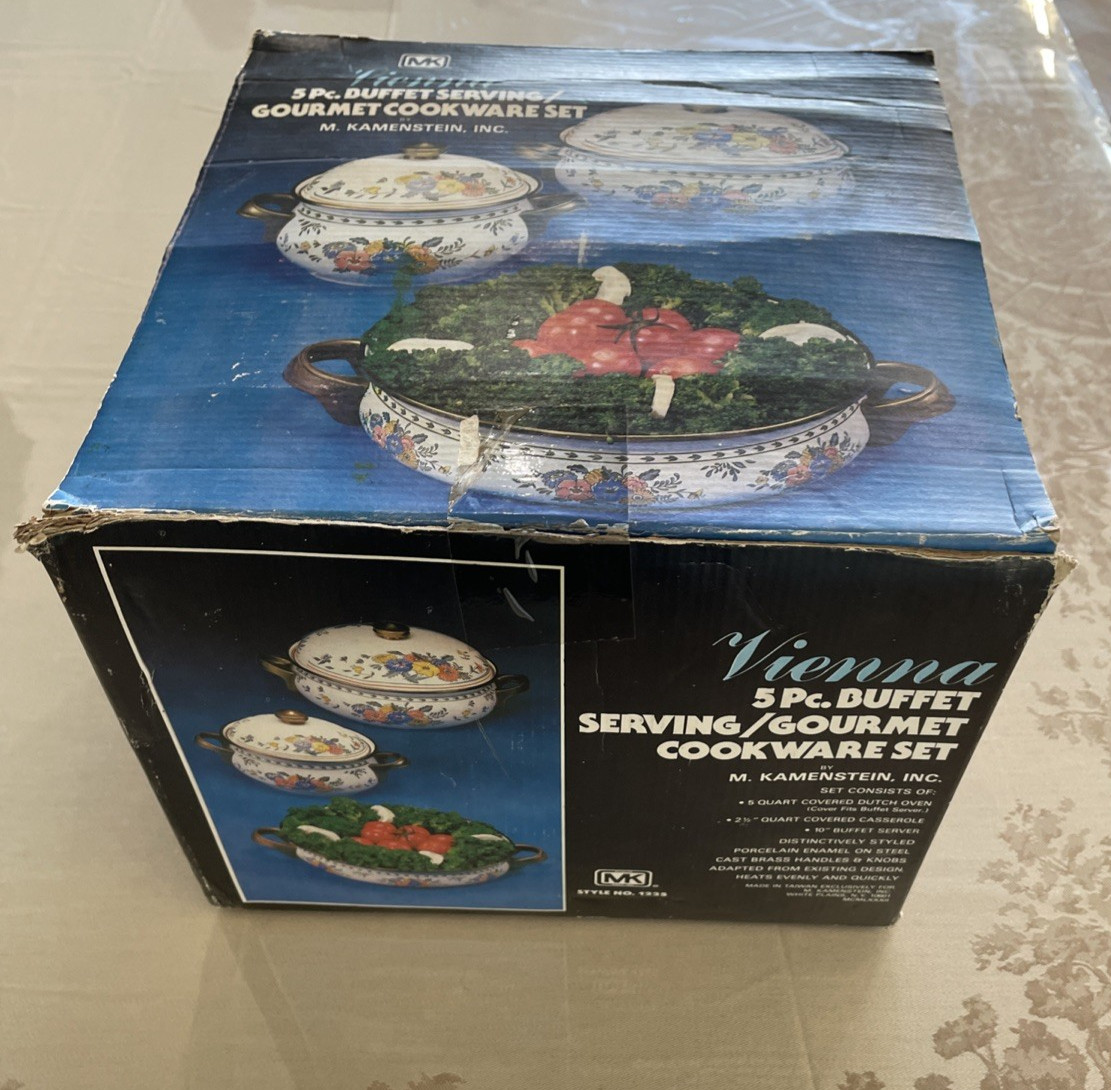 M. Kamenstein Vienna 5Pc Buffet Serving Cookware Set Enamel Steel NEW IN BOX!