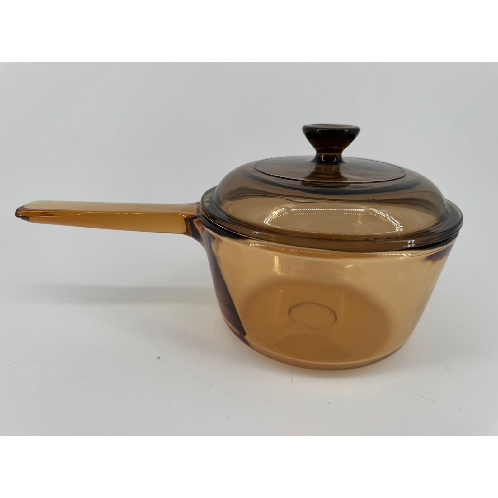 Corning Visions 1L Amber Glass Saucepan V-1-C Lid USA Vintage Pyroceram 1 Liter