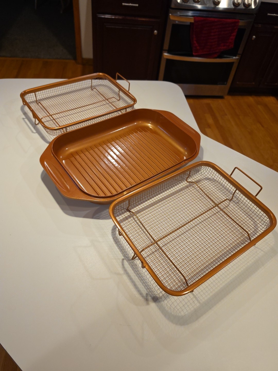 Copper Chef Grill 13.5″ x 9.5″ Wonder Cooker Grill Pan And 2 Baskets