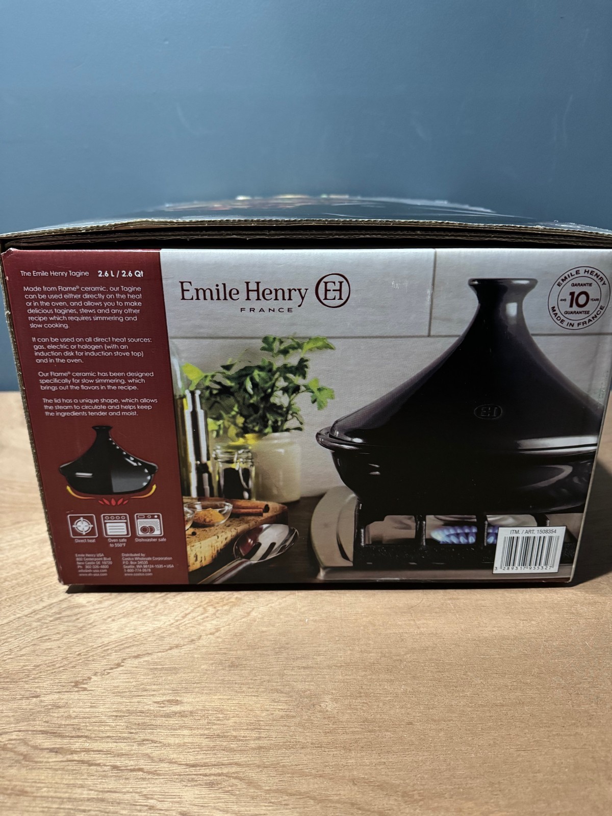 Emile Henry Flame Ceramic Tagine 2.6 Quart Black Cone Lid Brand New In Box