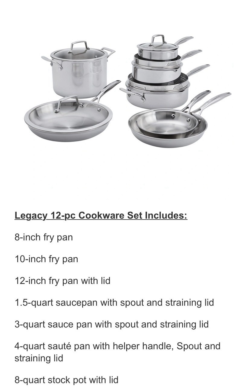 Henckels Legacy Tri-Ply Clad 12 Piece Stainless Steel Cookware Set 1816600