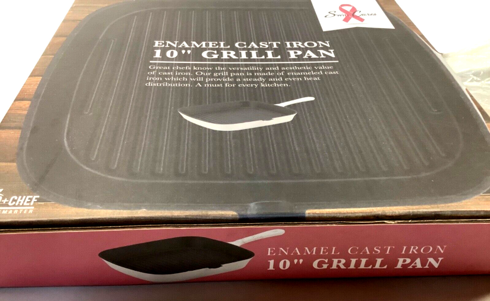 Eco + Chef Enamel Cast Iron 10″ Grill Pan White Square 5 lbs NIB