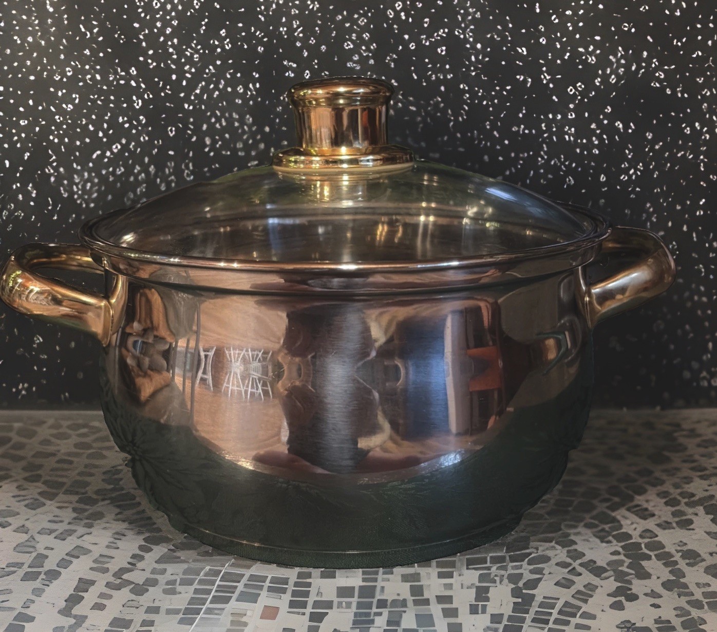 Cuisine Cookware Premium Gold 3.5qt Pot Glass Lid 18/10 Stainless ~ Excellent!
