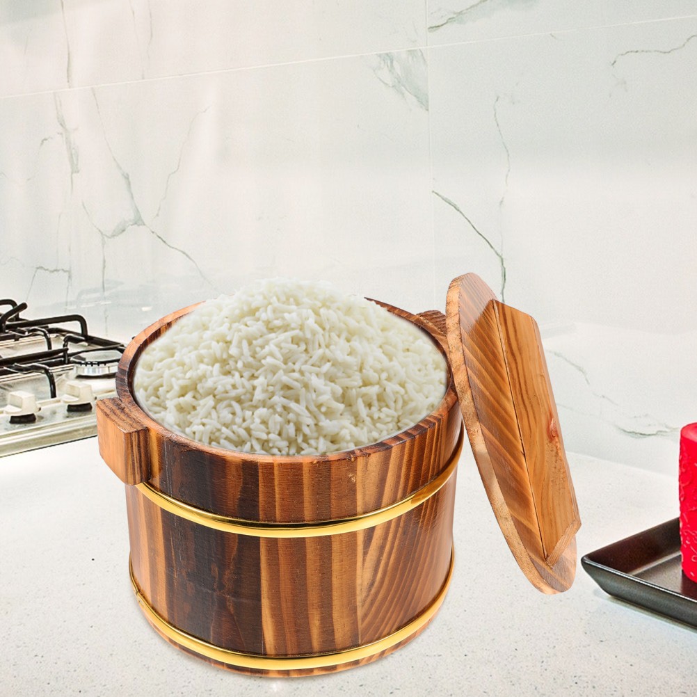 Wooden Rice Bucket Steamer Multi Functional Sushi Rice Mixing Tub 16cm