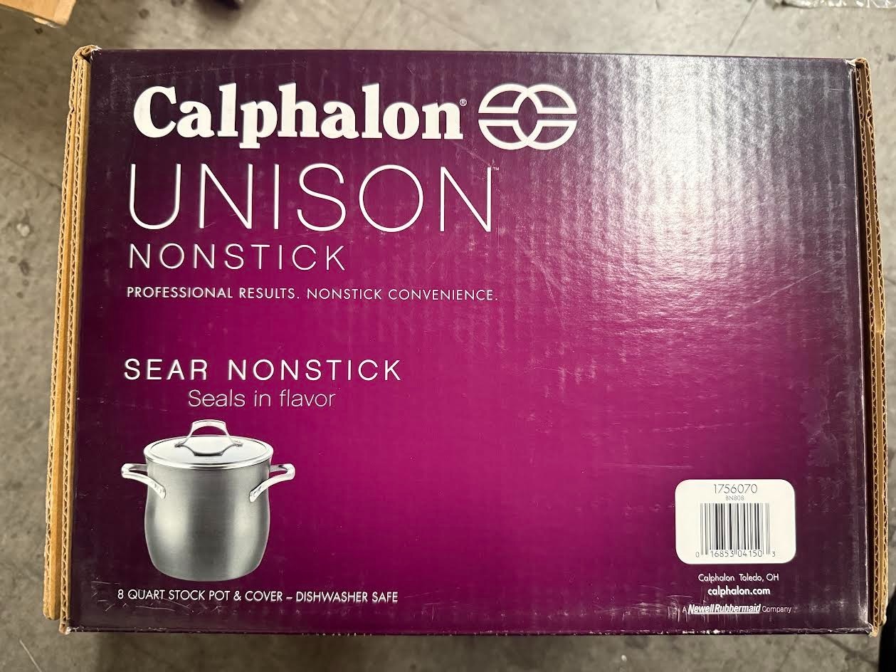 Calphalon Unison Sear Cookware 808 8-Quart Stock Pot With glass Lid