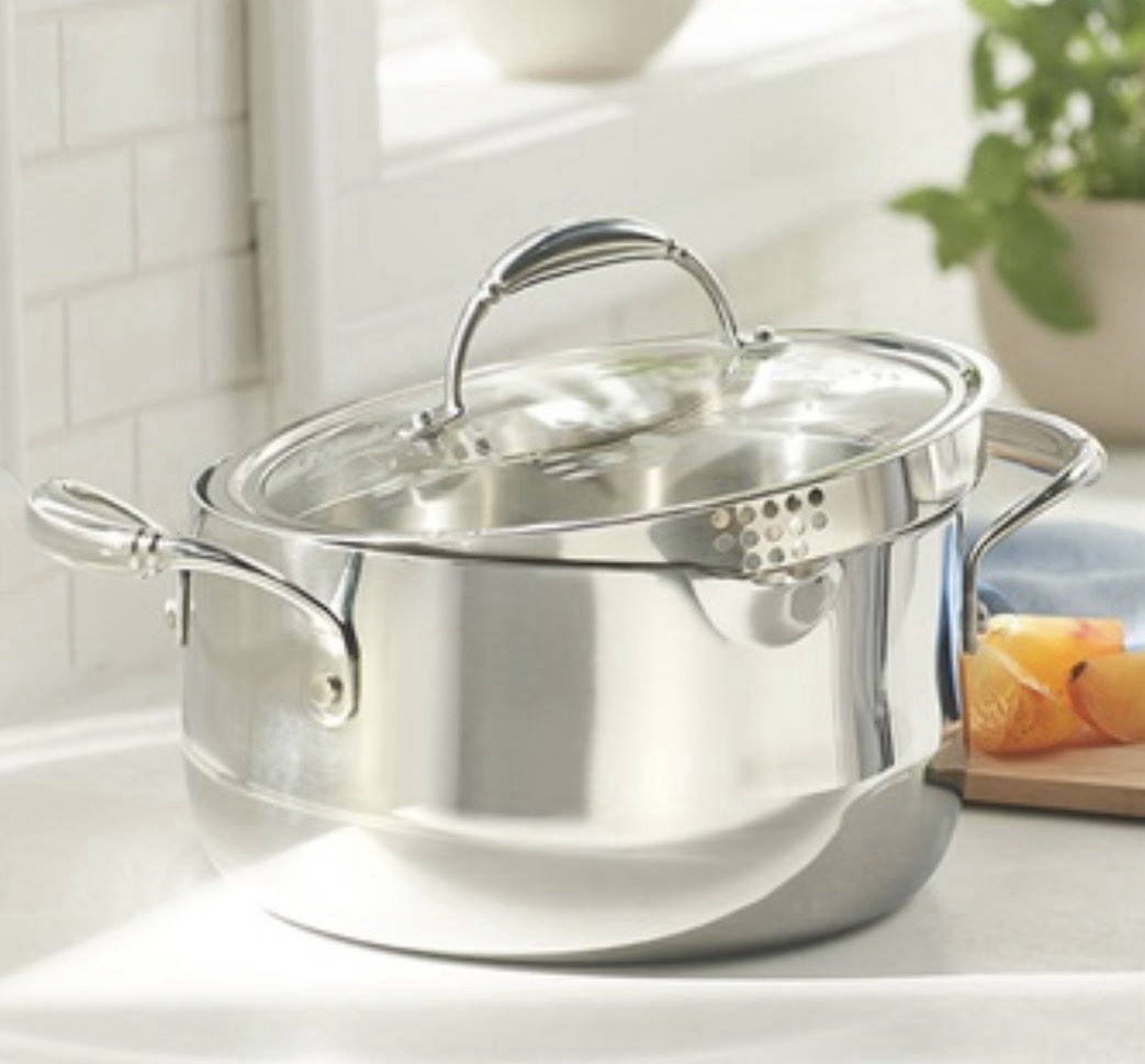 Princess House Tri-Ply Stainless Steel 4.5-Qt Straining Casserole (5748) New!