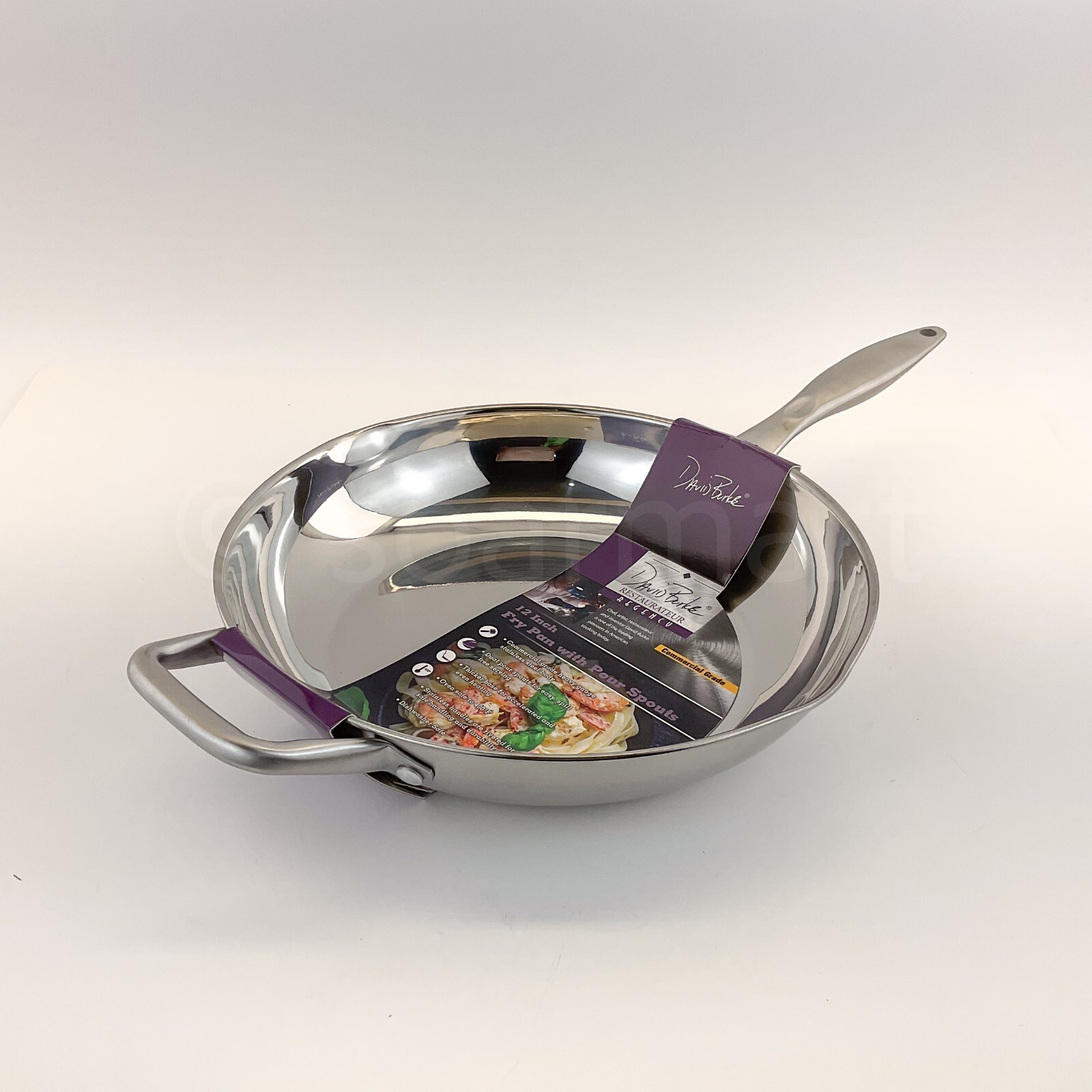David Burke Gourmet 12″ Inches Pro Heavy Stainless Steel Frying Pan New